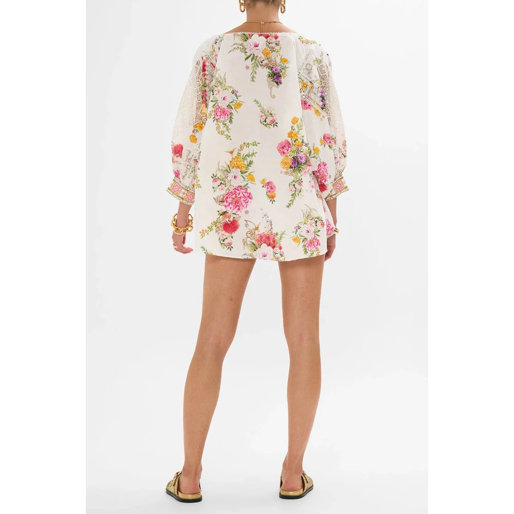 Camilla Raglanmouwblouse met manchet Beige Dames