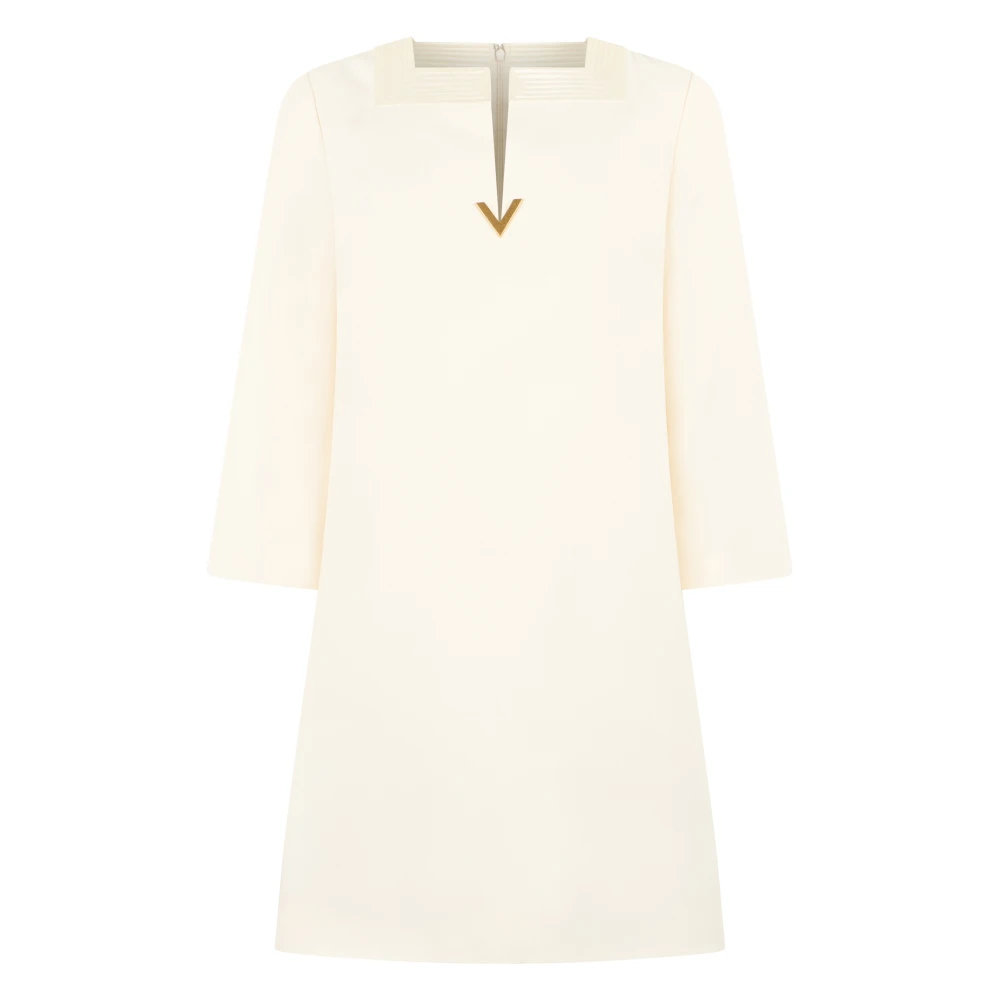 Valentino Garavani Vrouw Beige Kleedjes Dames, M, Crepe Couture Mini Jurk