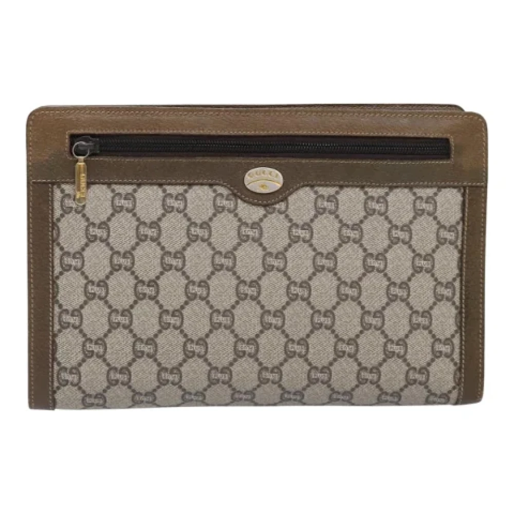 Gucci Vintage Pre-owned Leather clutches Beige Dames