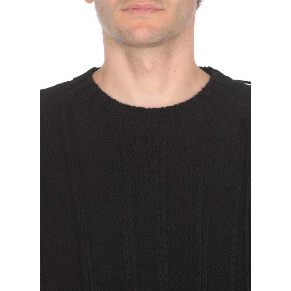 Yohji Yamamoto Zwarte Wol Crewneck Sweater voor Mannen Black Heren