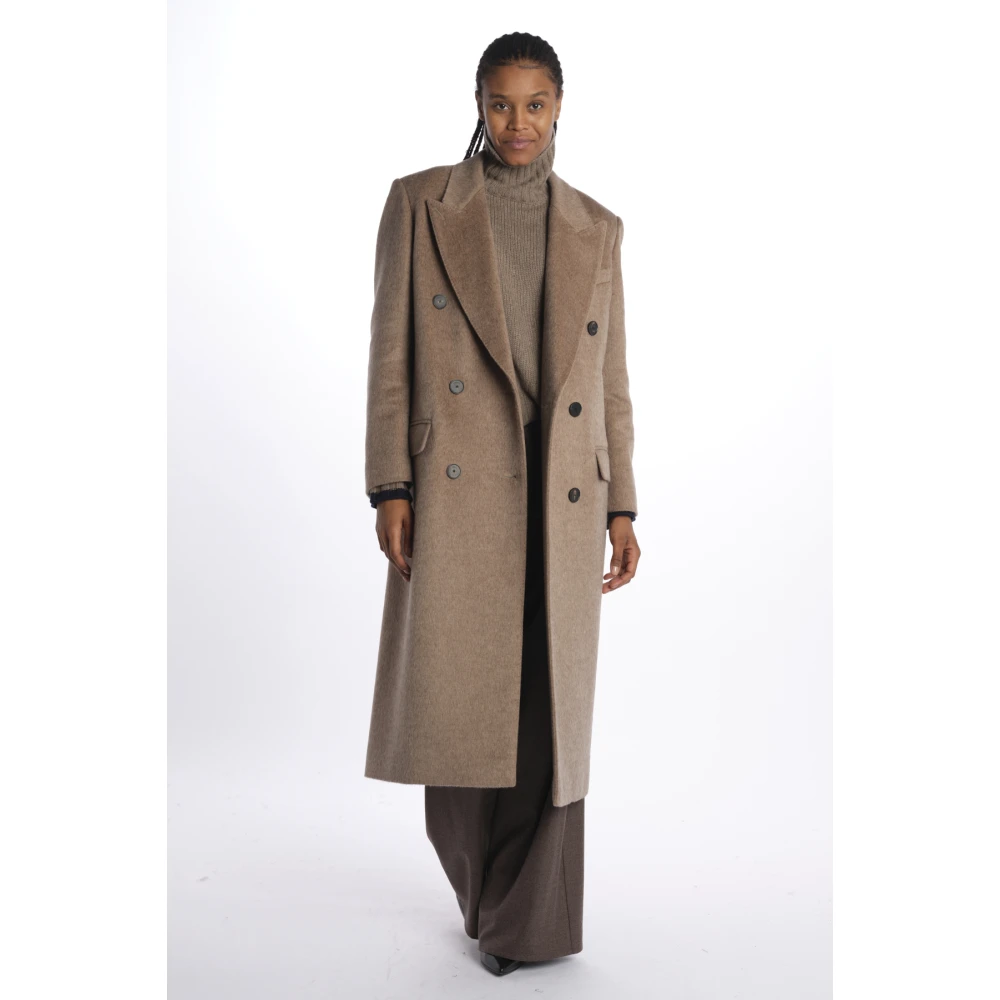 joseph Lilas Dubbel Breasted Yak Jas Brown Dames