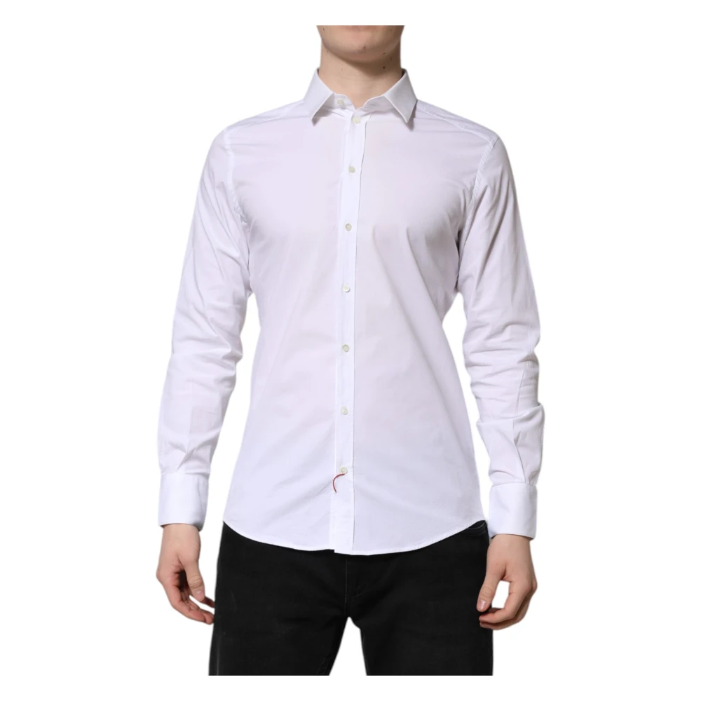 Dolce & Gabbana Men's White/Gold Long Sleeve Formal Shirt