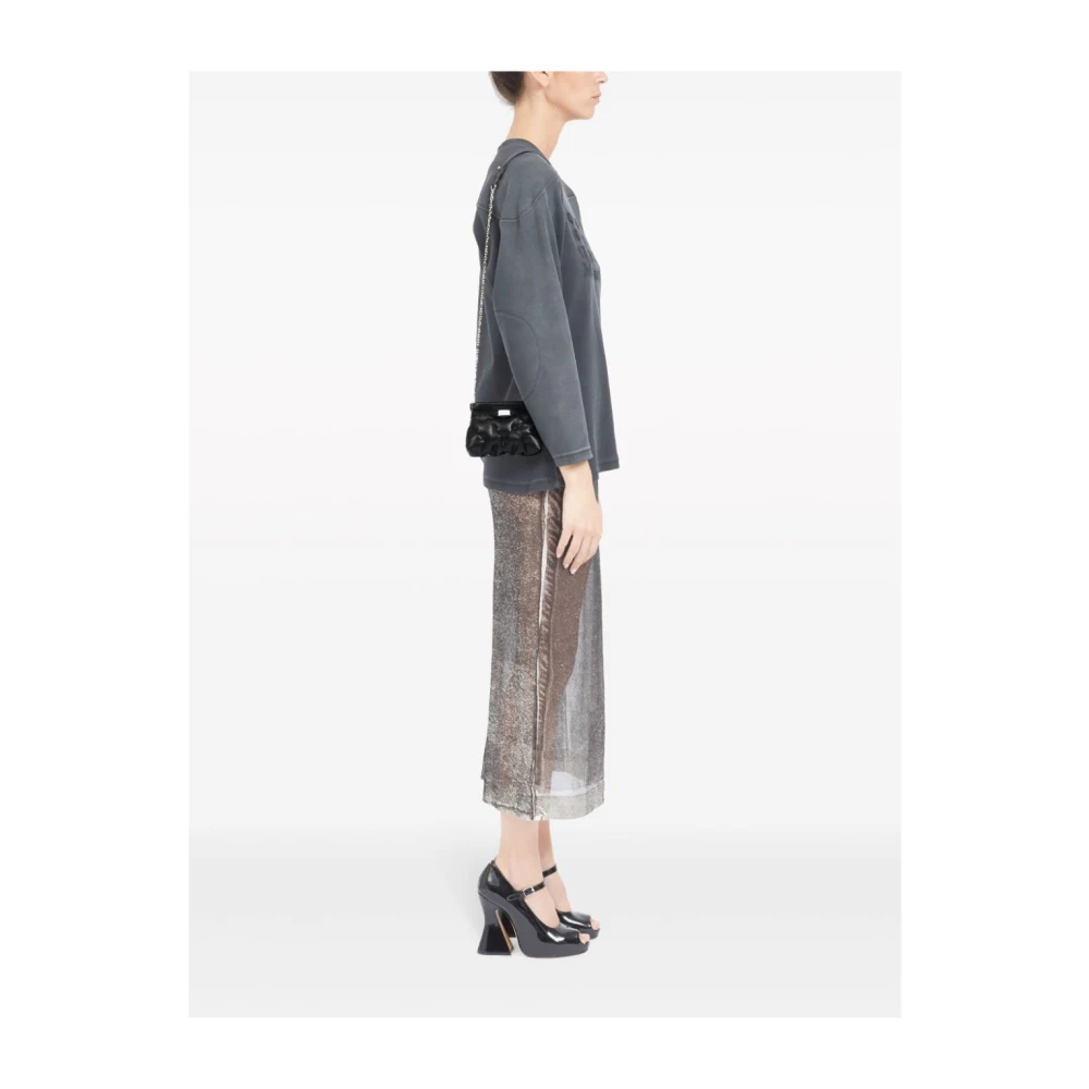 Maison Margiela Gewatteerde Zwarte Schoudertas met Ketting Black Dames