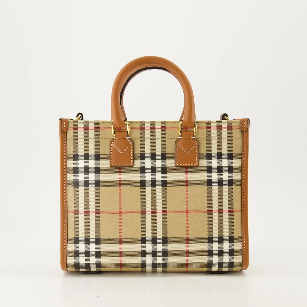 Burberry Vintage Check Mini Tote Tas Beige Dames