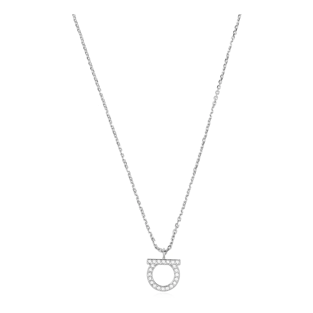 Ferragamo Donna Metallizzato Collana Gancini Con Cristalli - L - Immagine 3
