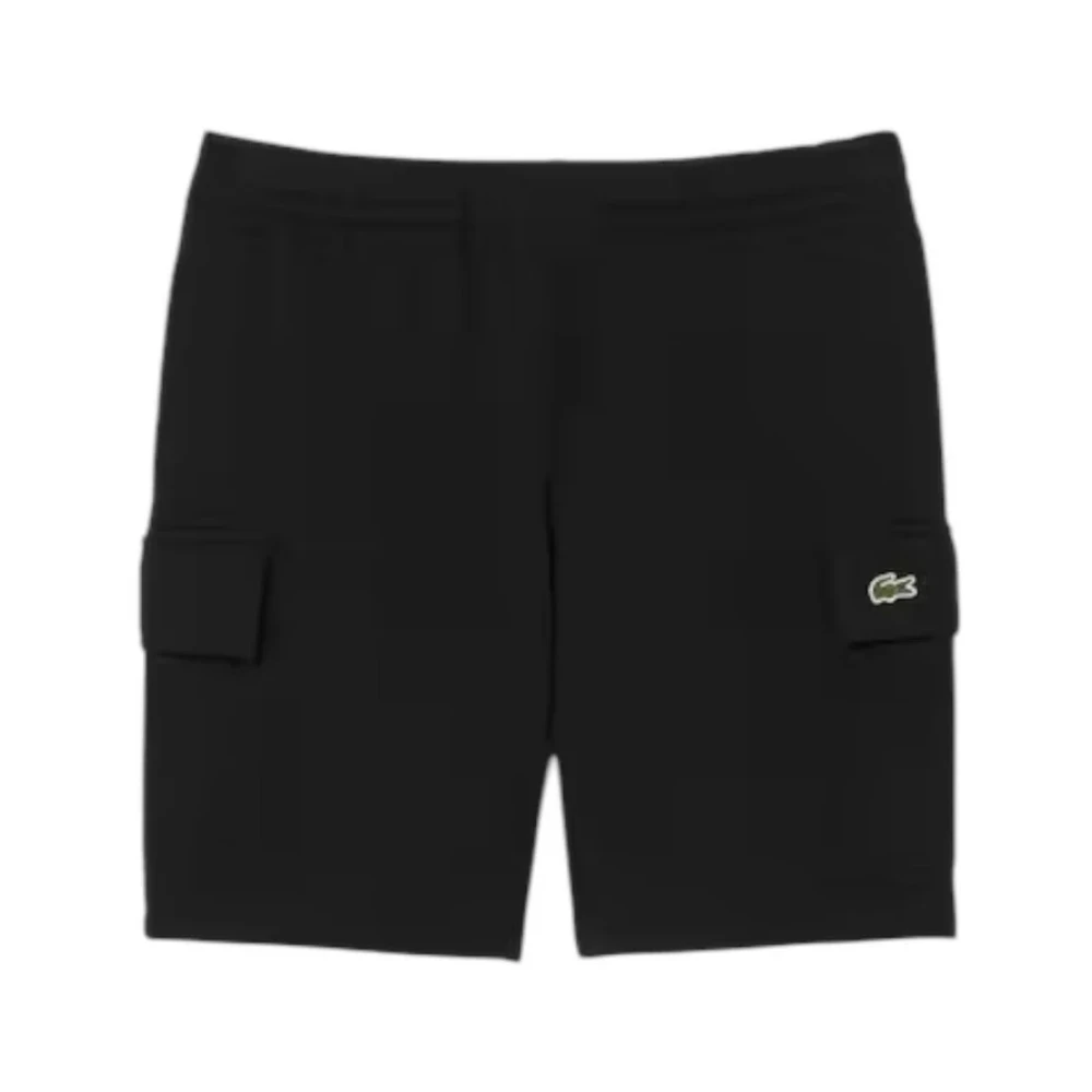 Lacoste Men's Black Cotton Fleece Cargo Shorts - Casual Shorts - L - Shorts