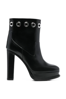 Svarta Eyelet Ankelboots med Plattform