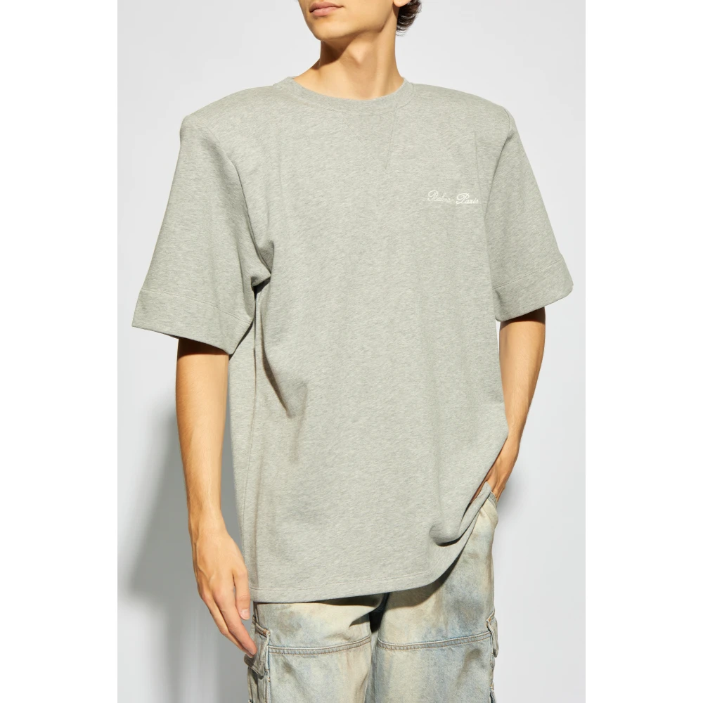 Balmain T-shirt met Logo Gray Heren