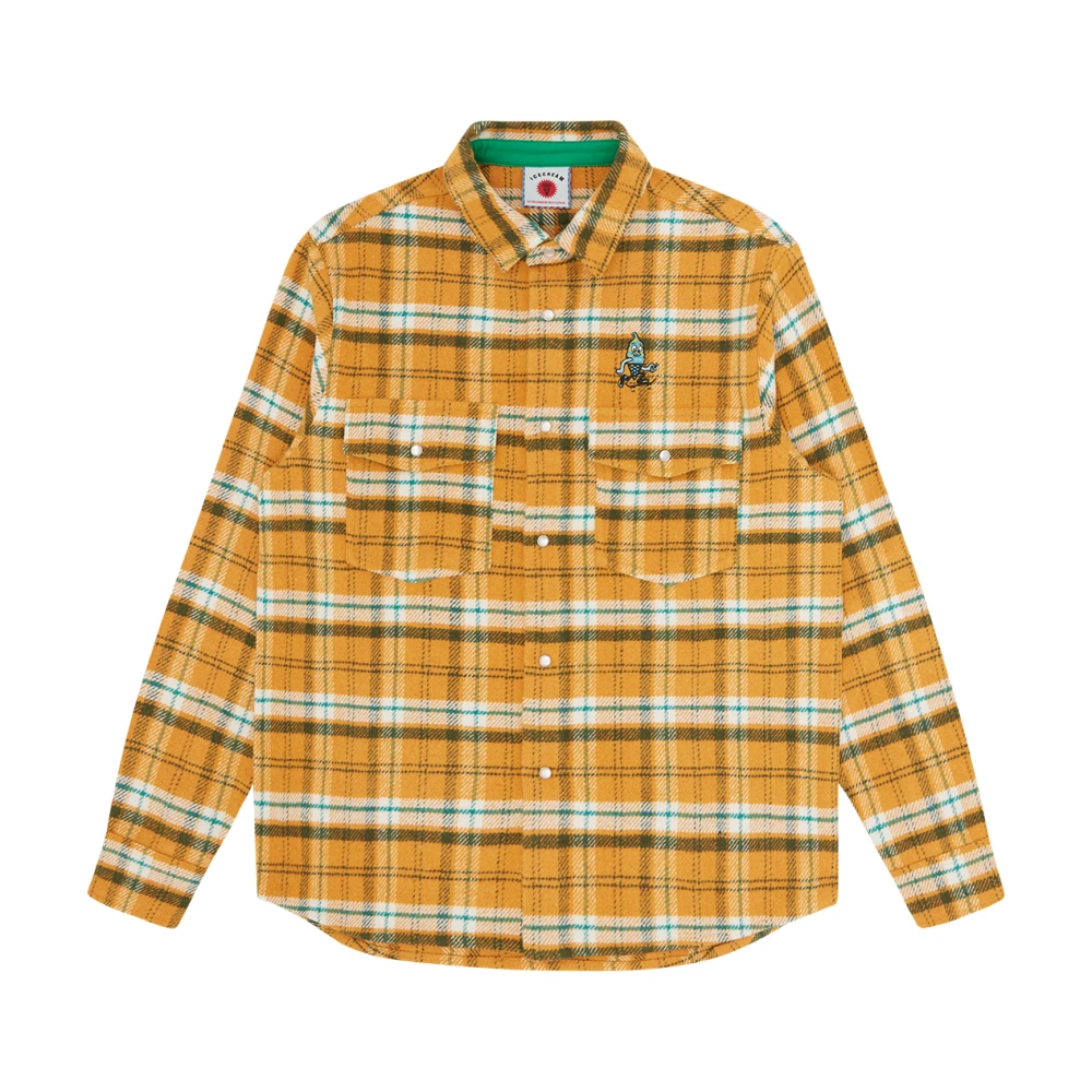 Icecream Men's Yellow Flannel Overshirt With Skate Cone Signet