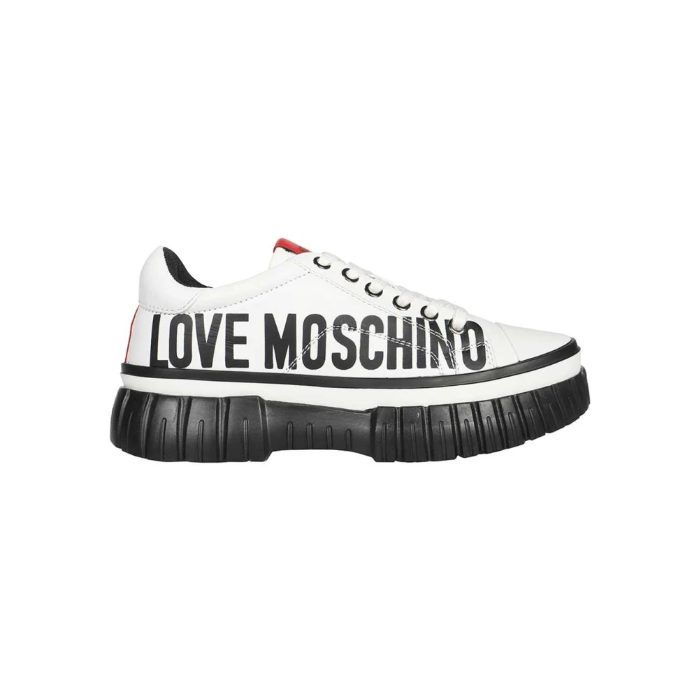 Love Moschino Kontrasterande Low-Top Sneakers White, Dam