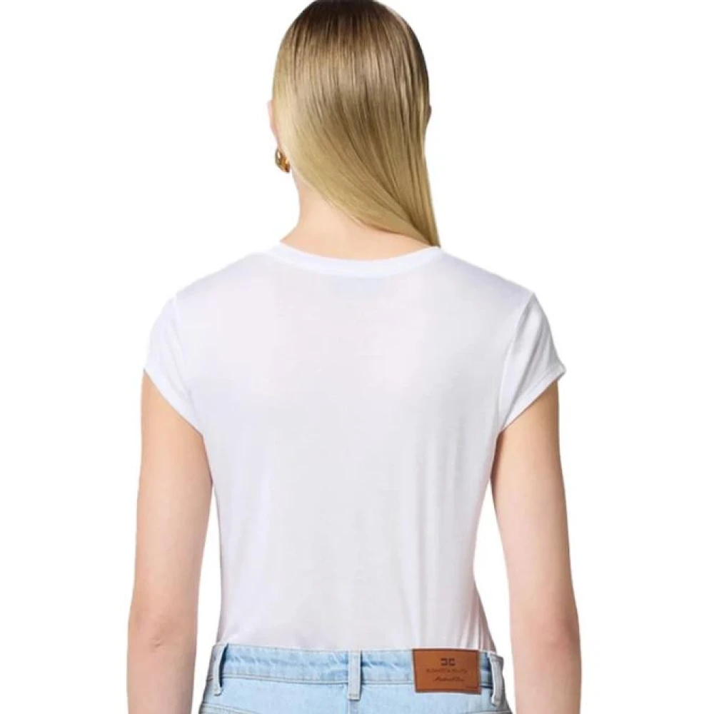 Elisabetta Franchi Jersey T-shirt met vleugelschouders White Dames