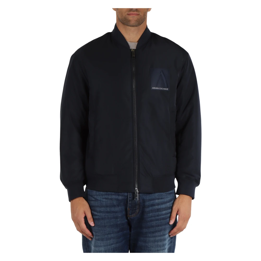 Armani Exchange Gewatteerde bomberjack met logopatch Blue Heren