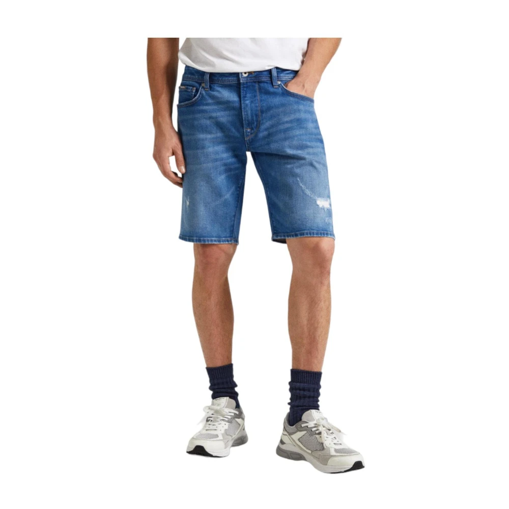Pepe Jeans Men's Blue Denim Shorts, W32, Denim Bermuda Shorts With Classic Design
