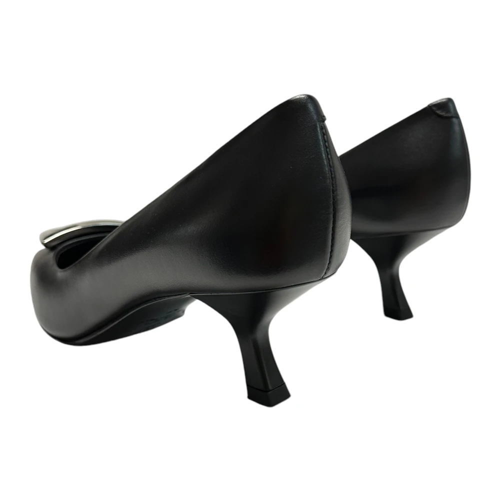 Sergio Levantesi Leren pumps met hoge hak en zilveren accent Black Dames