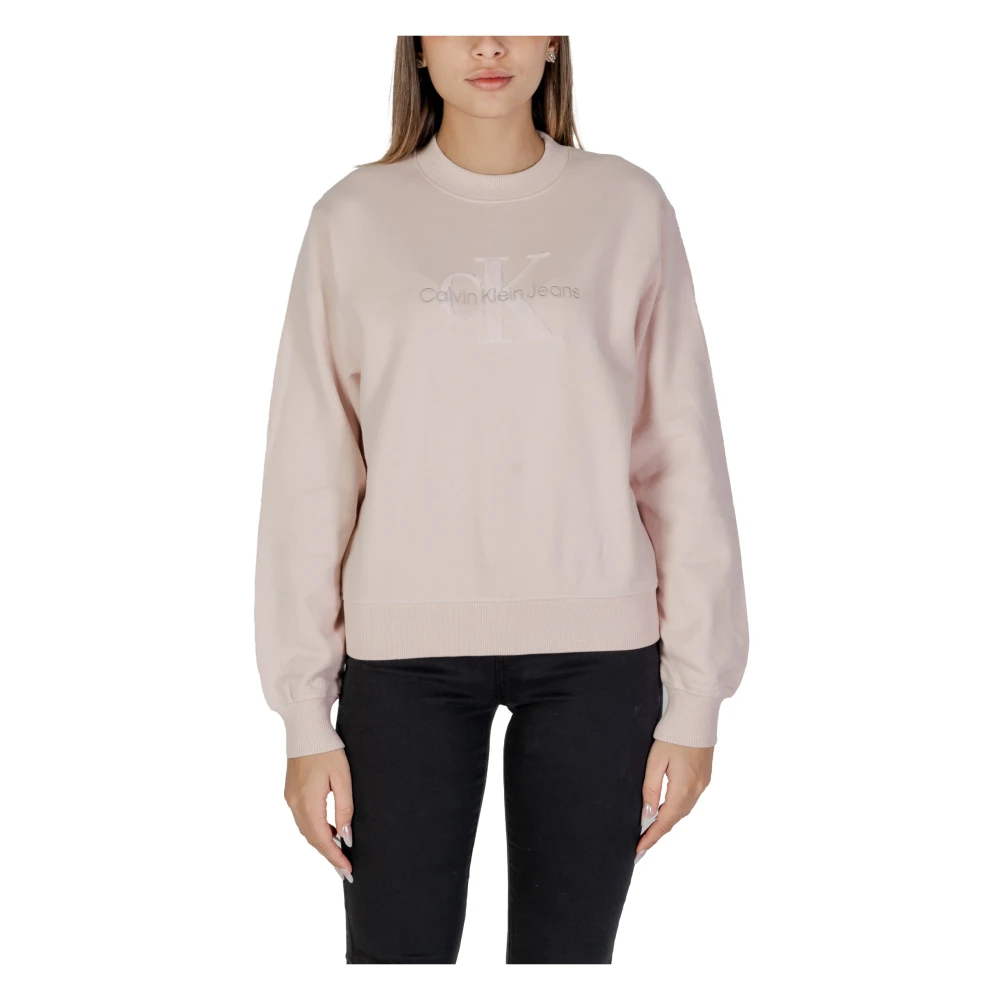 Calvin Klein Jeans Roze Katoenen Sweatshirt Lange Mouwen Ronde Hals Pink Dames