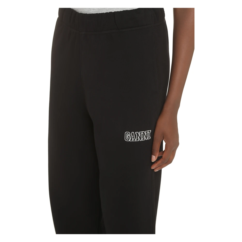 Ganni Logo Sweatpants van Biologisch Katoen Black Dames