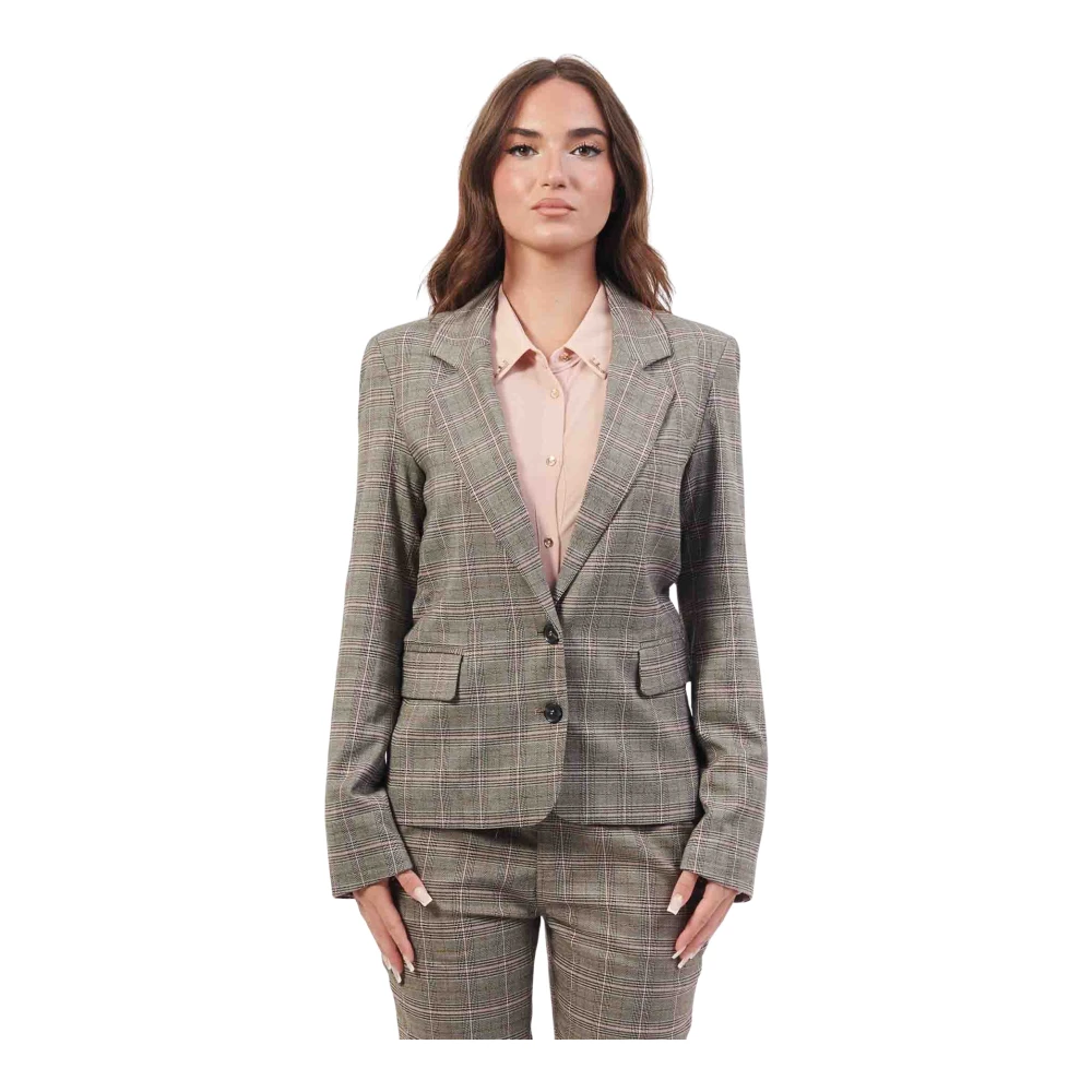 Fracomina Geruite Slim Fit Jas Multicolor Gray Dames