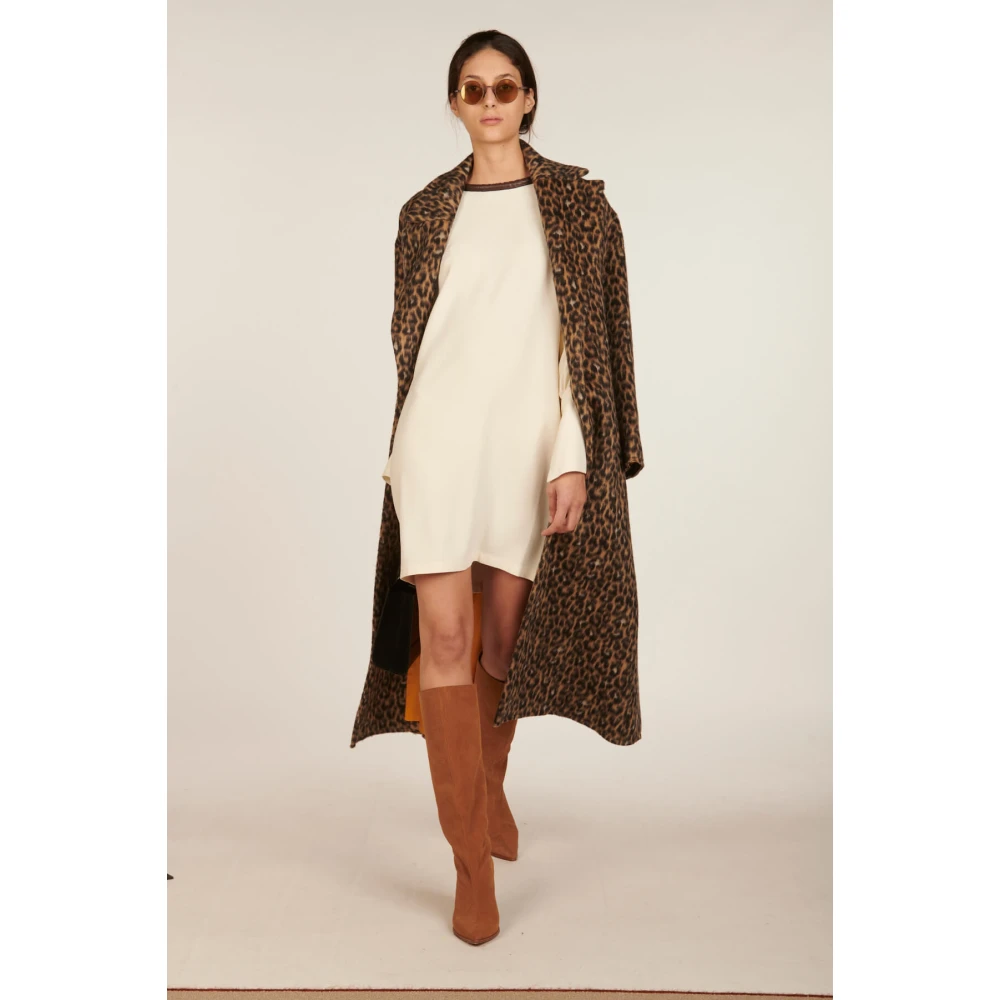 Erika Cavallini Beige Viscose Cady Korte Jurk Beige Dames