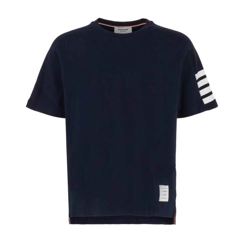 Thom Browne Blauw T-shirt met korte mouwen en 4 Bar Stripe Blue Heren