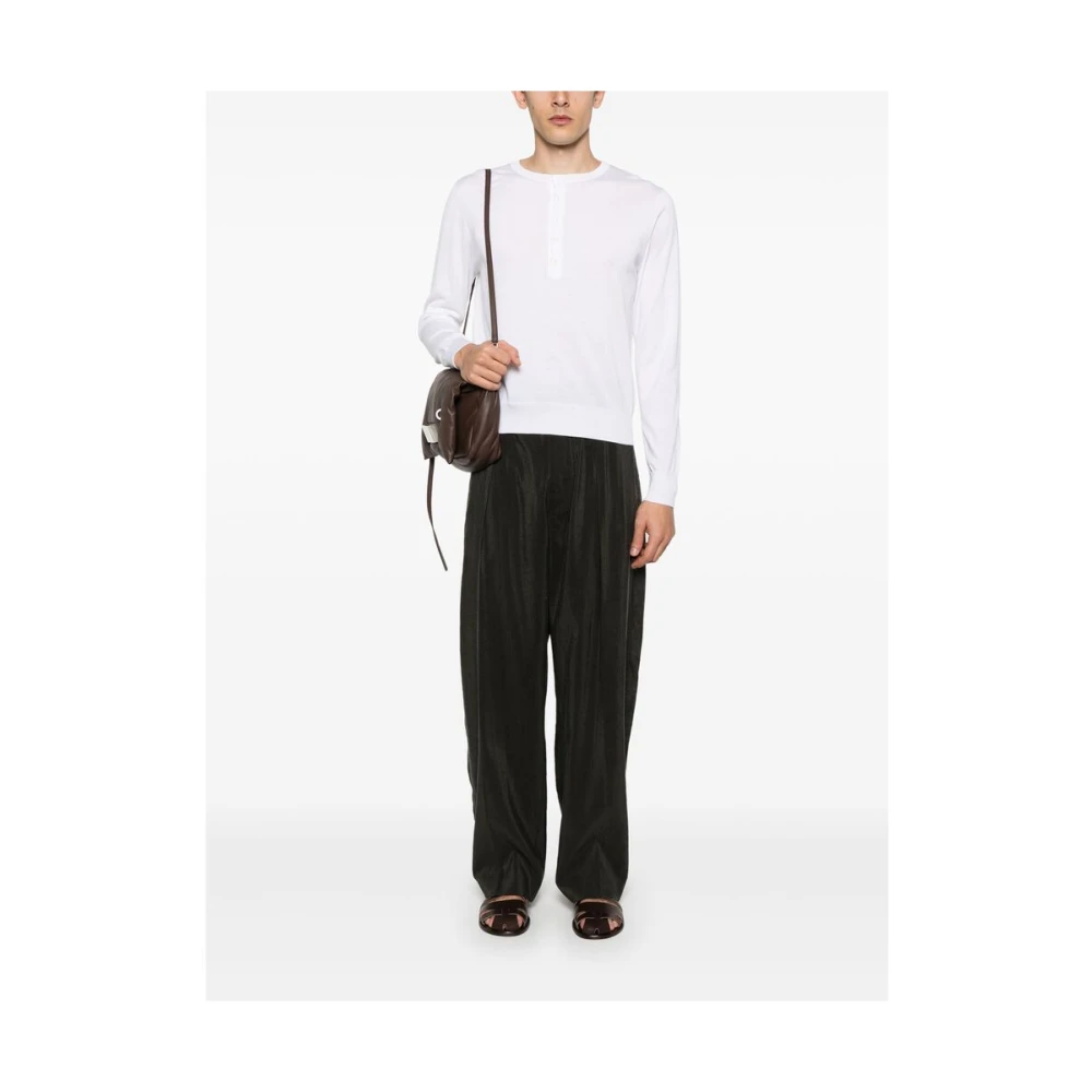 Dries Van Noten Witte Button-Up Sweater Lange Mouwen White Heren