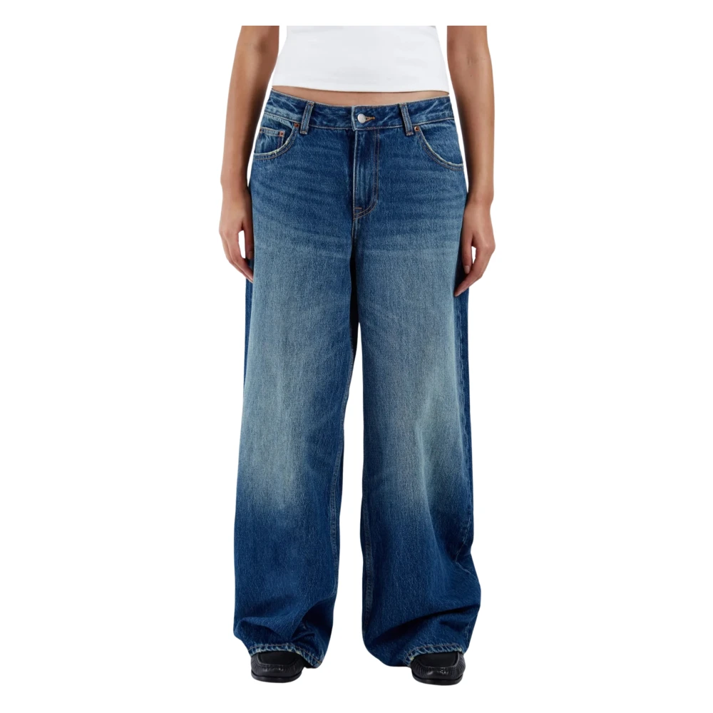 Dr. Denim Women's Blue Jeans Gamba Larga Dritta A Vita Alta