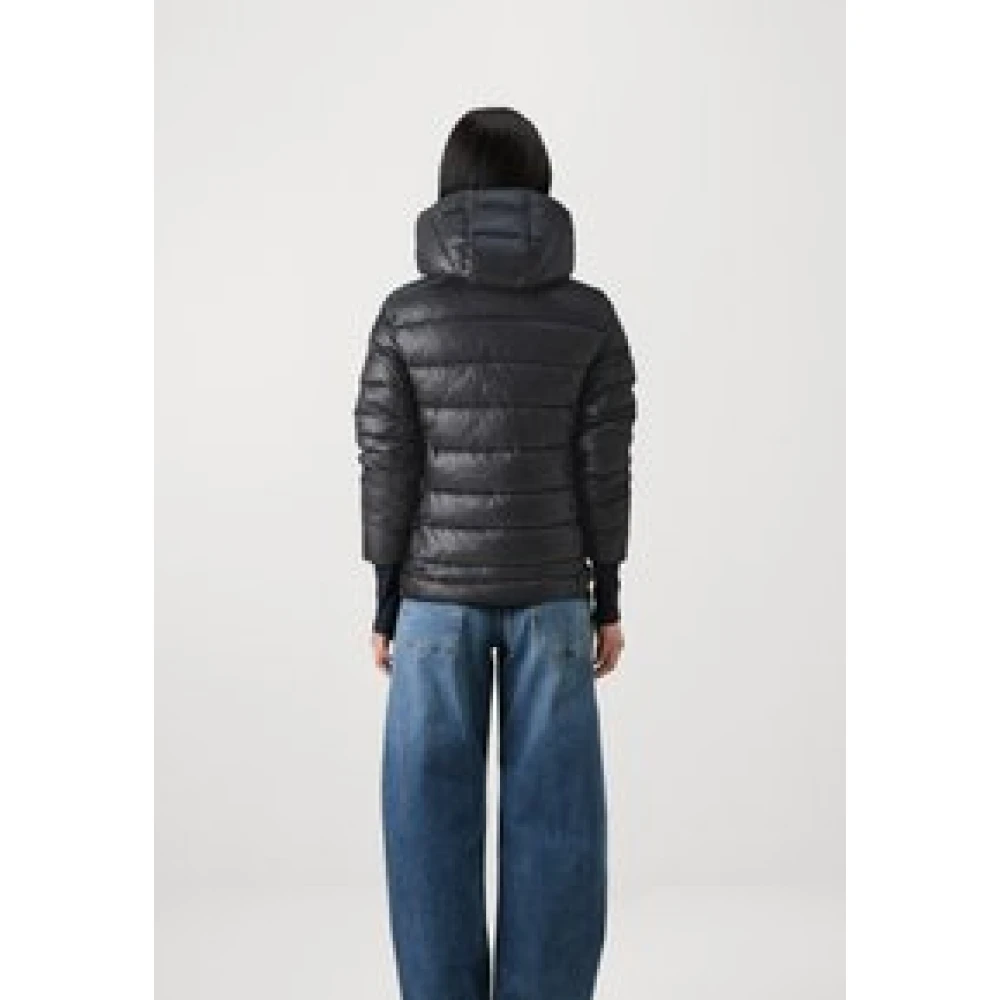 Blauer Dames gewatteerde jas met capuchon Black Dames
