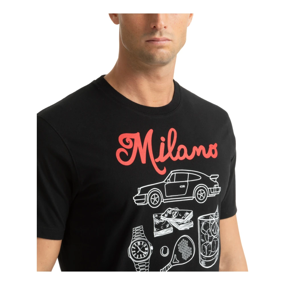 MC2 Saint Barth Gestreept Logo Geborduurd T-shirt Black Heren