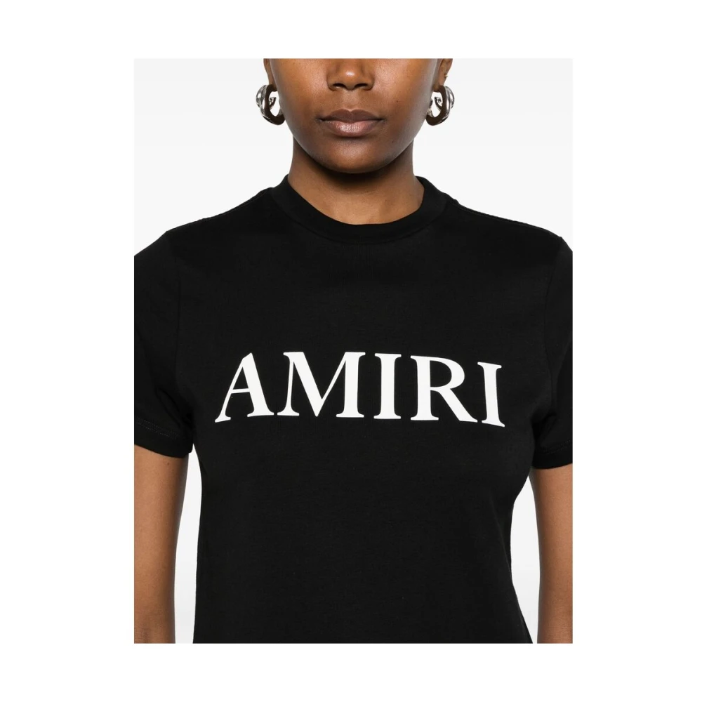 Amiri Zwart Wit Katoenen Jersey Crew Neck T-shirt Black Dames