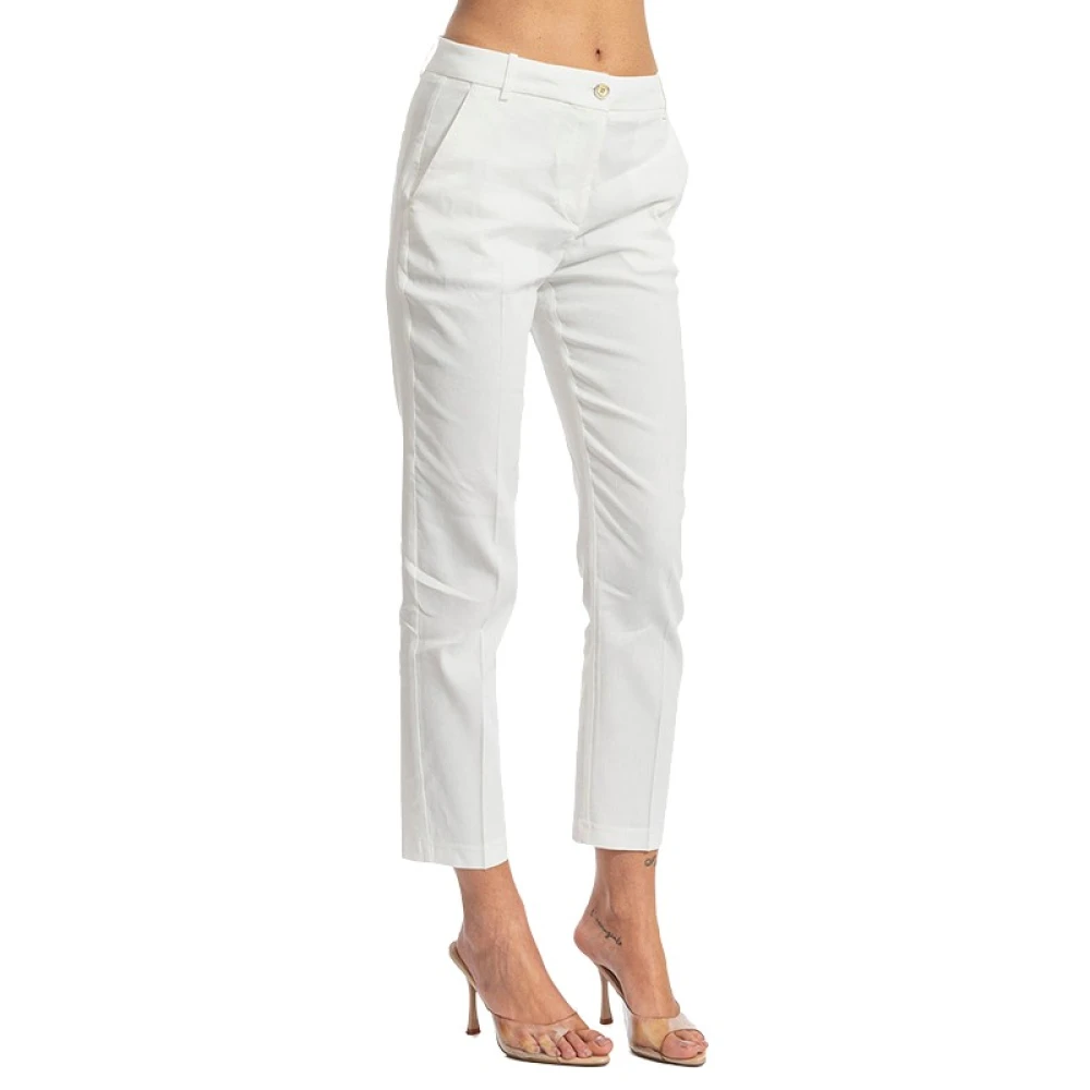 Pinko Women's White Slim-Fit Trousers, M, Bello Pantalone Lino Stretch