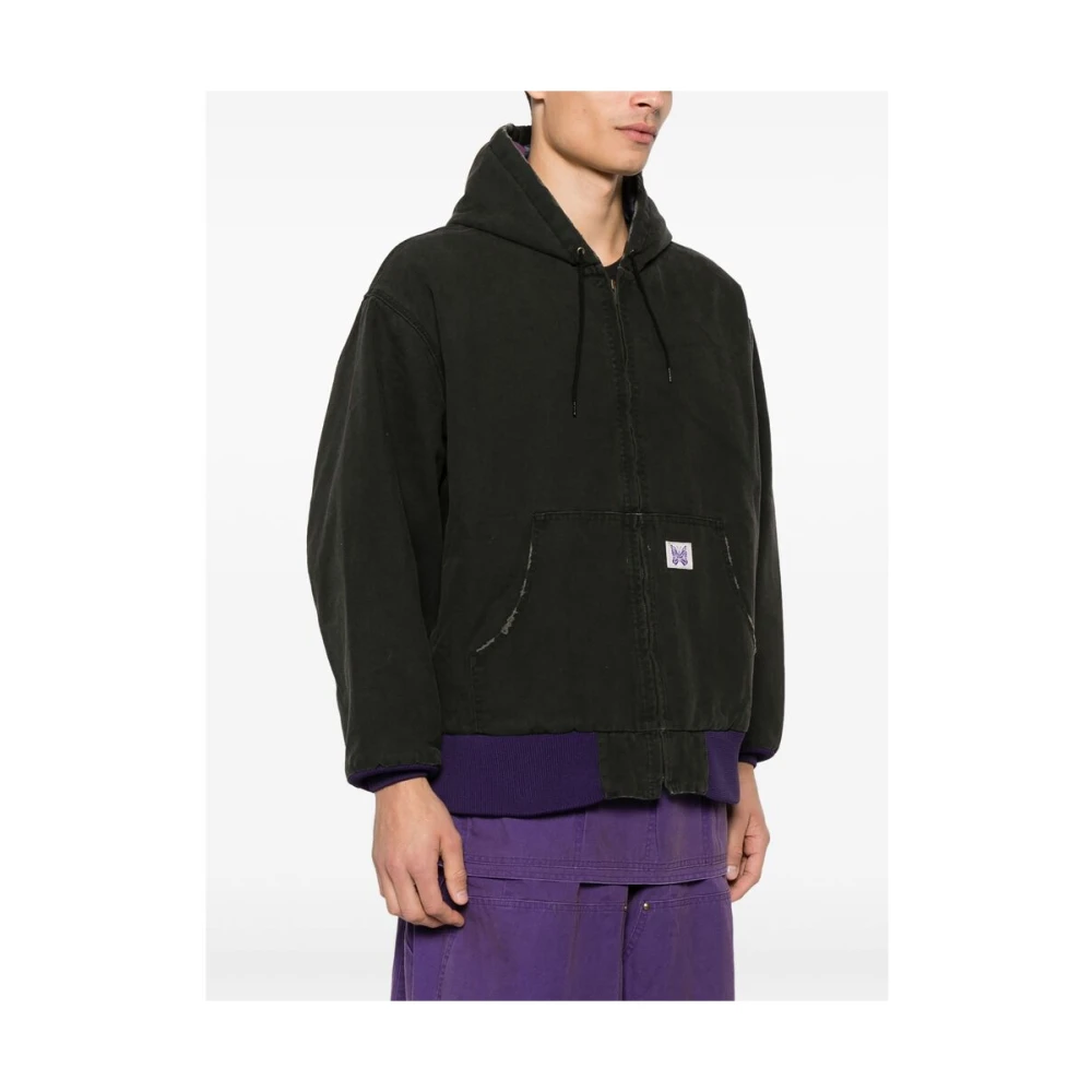 Needles Verontruste Katoenen Hoodie Black Heren