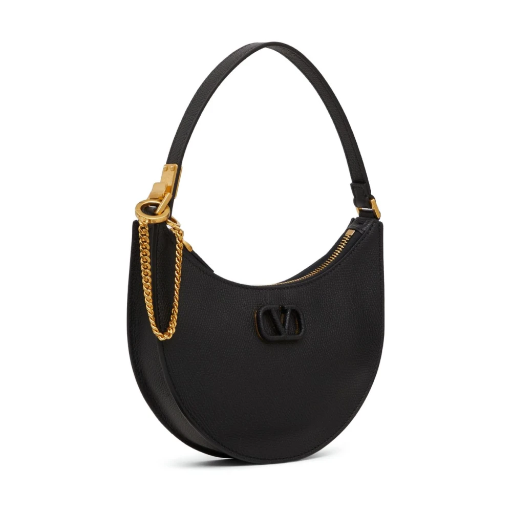 Valentino Garavani Zwarte V-Sling Mini Hobo Tas Black Dames