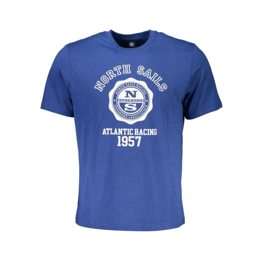 North Sails Men's Blue Cotton Print Logo T-Shirt - T-Shirts - 2XL- Tops