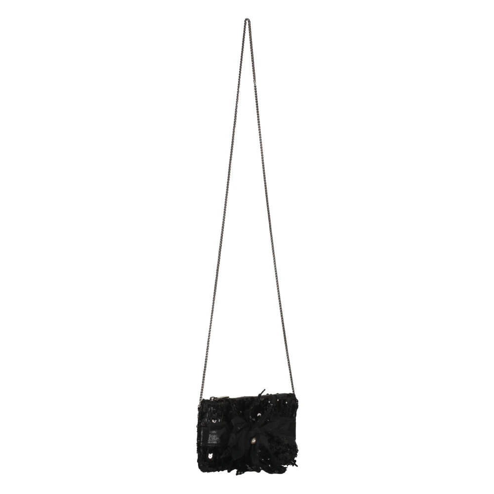 Lorena Antoniazzi Pailletversierde Bloemenclutch met Ketting Black Dames