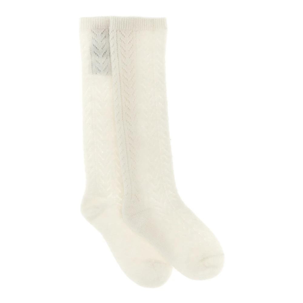 Valentino Garavani White Socks, Female, L/Xl, Mohair Socks