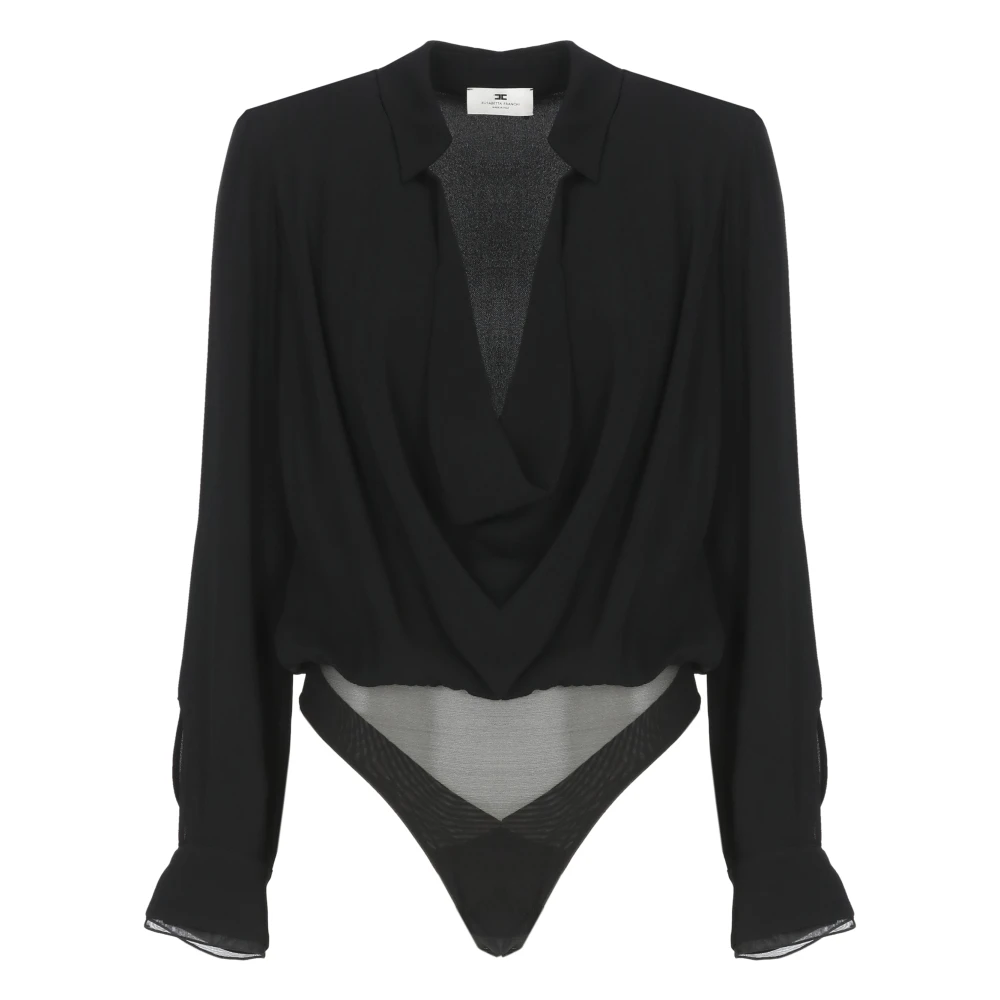 Elisabetta Franchi Women's Black Full-Body, L, Bodysuit In Georgette