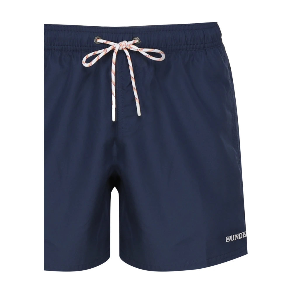 Sundek Fluo Groene Nylon Shorts Elastische Taille Blue Heren