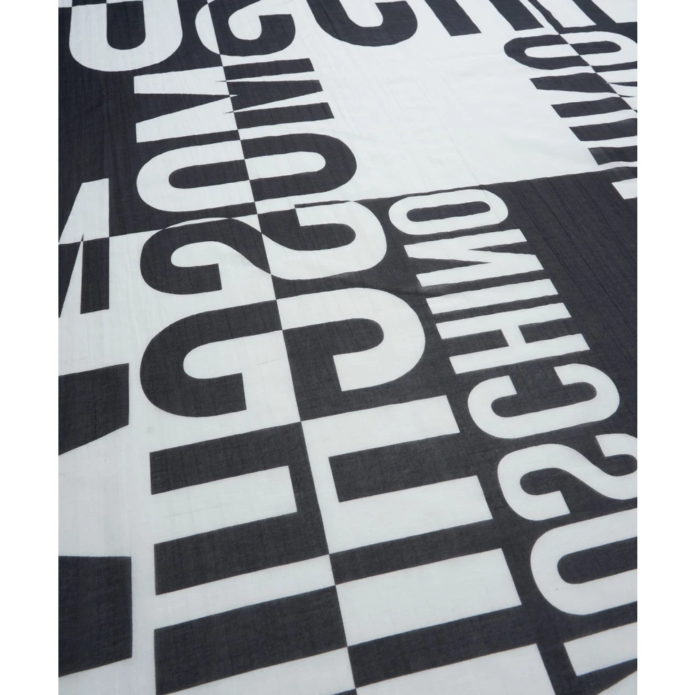 Moschino Chique Logo Zwart Zijden Sjaal Black Dames