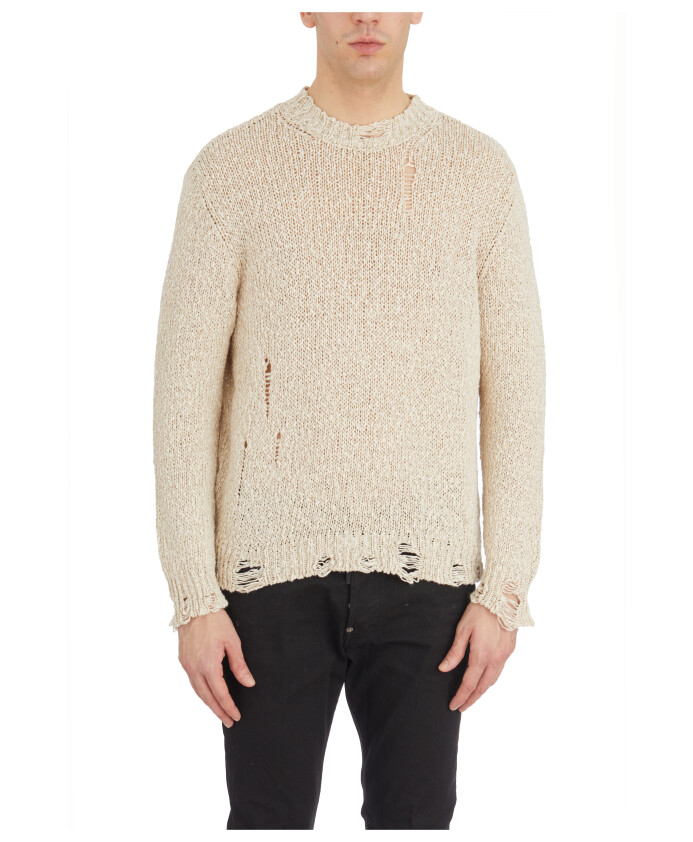 pull-col-rond-en-coton-et-lin-detruit