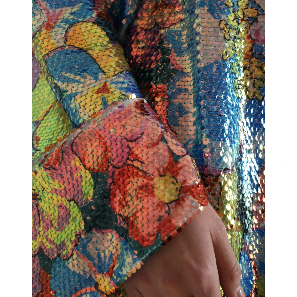 Dolce & Gabbana Bloemen Paillet Shift Mini Jurk Multicolor Dames