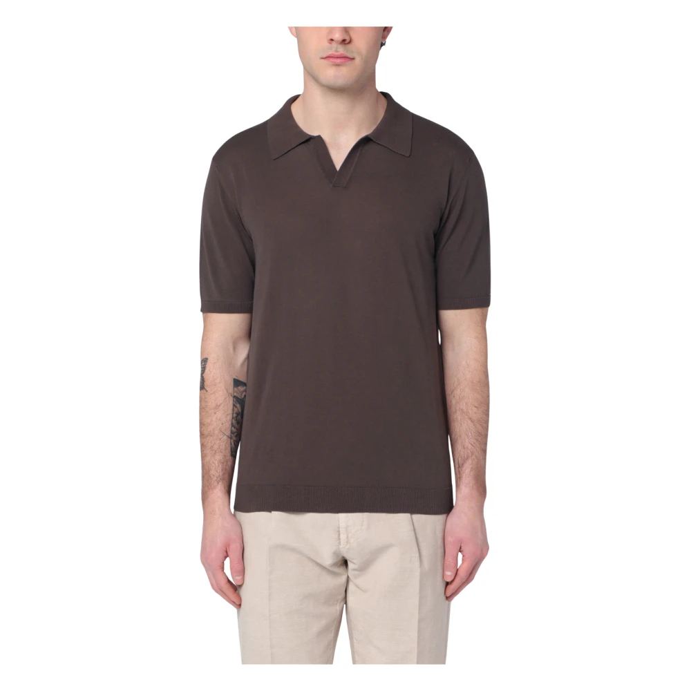 Roberto Collina Polo met korte mouwen Brown Heren