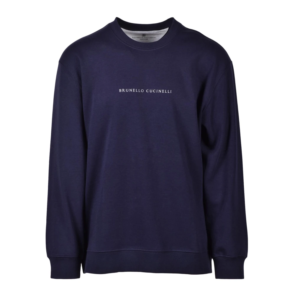 BRUNELLO CUCINELLI Katoenmix Sweatshirt Blue Heren