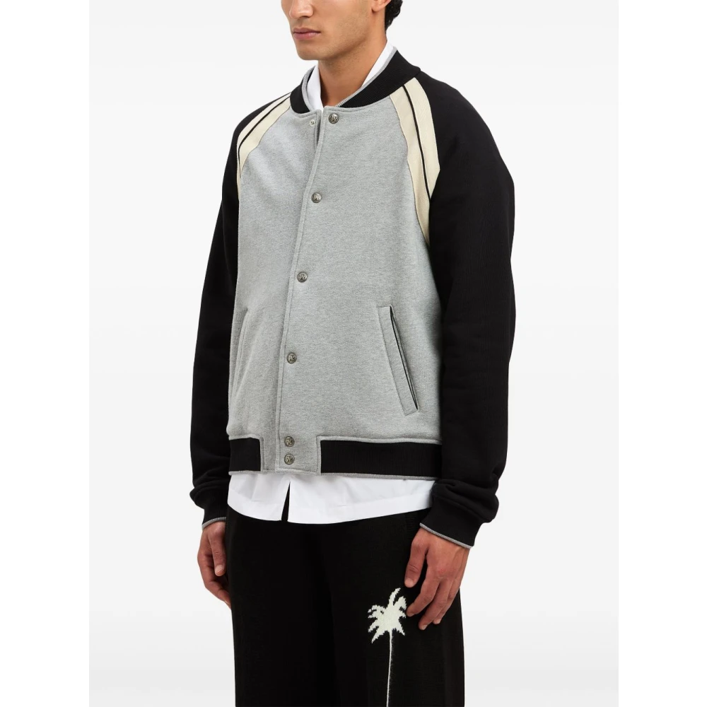 Palm Angels Grijze Sweater met Knoopsluiting Gray Heren