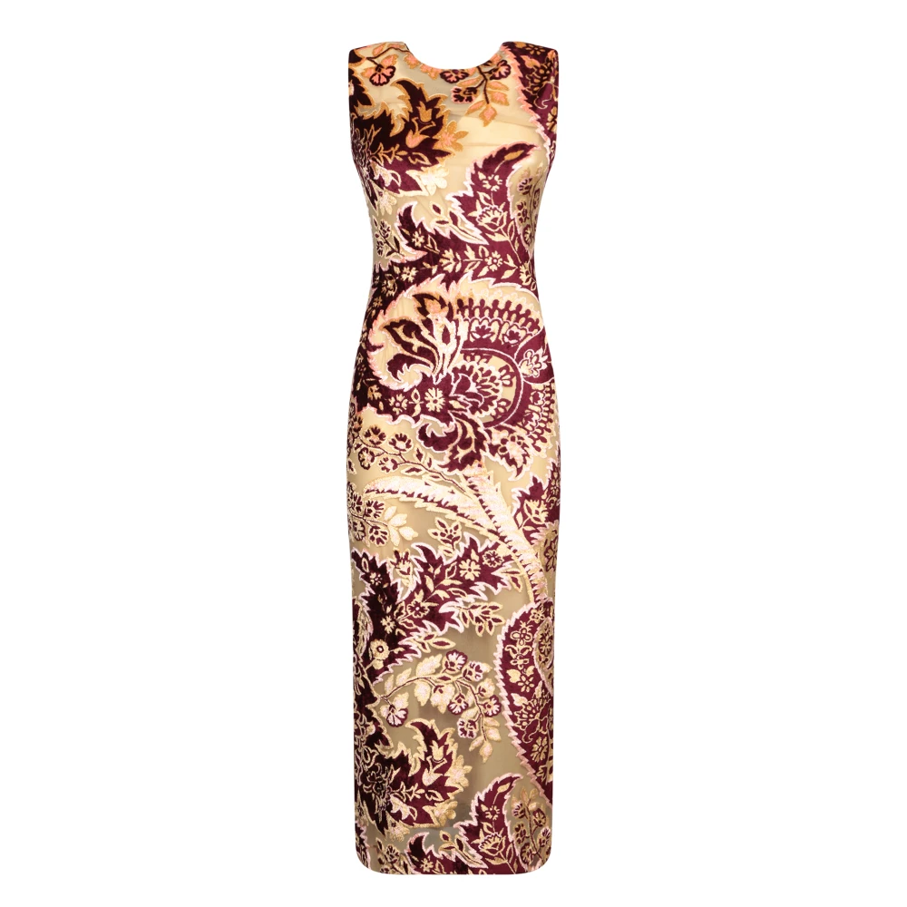 ETRO Velvet Tattoo Mouwloze Jurk Red Dames
