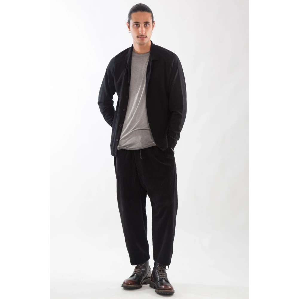 Transit Gebreide losse pasvorm shirt Black Heren