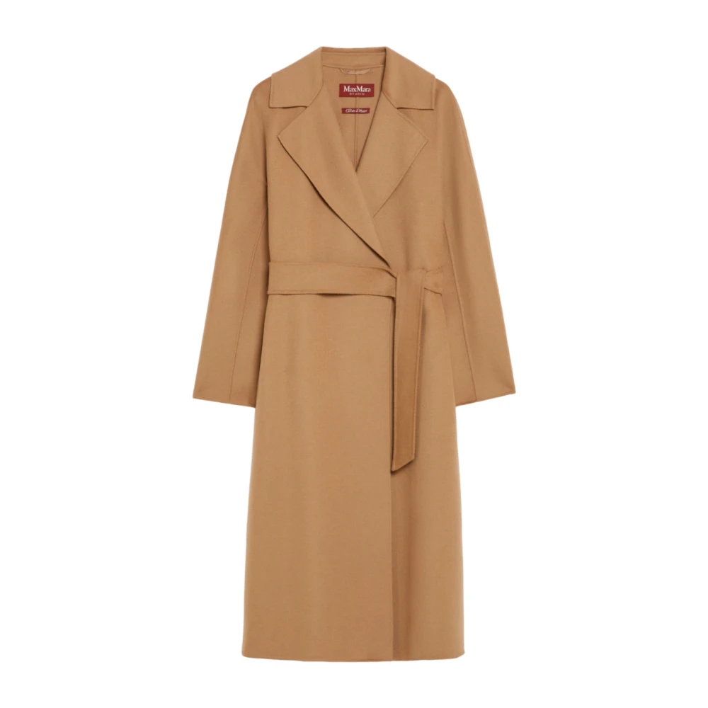 Max Mara Studio Brun Wrap Kappa med Bälte Brown, Dam