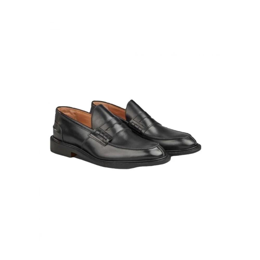 Tricker's Klassieke Penny Loafers in Zwart Leer Black Heren