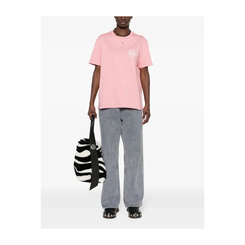 ETRO Bloemenmotief Crewneck T-shirt Pink Dames