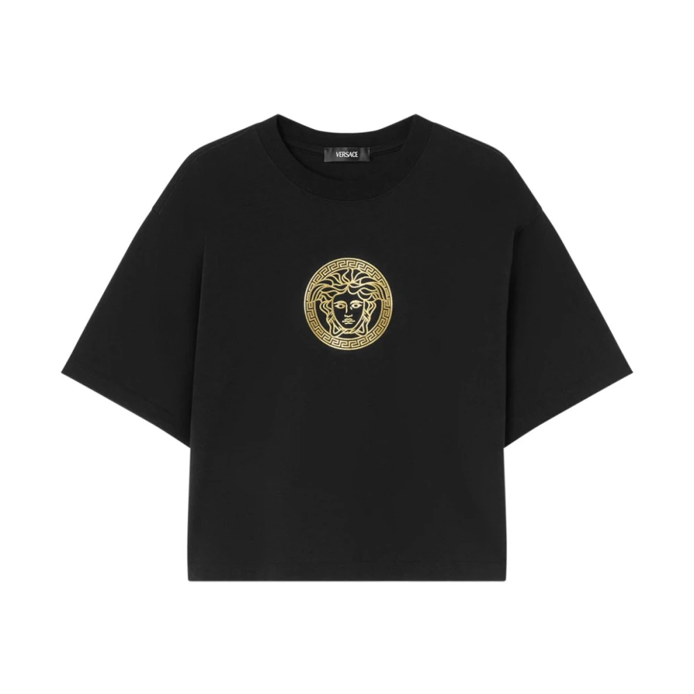 Versace Zwarte Medusa Head Katoenen T-shirt Black Dames