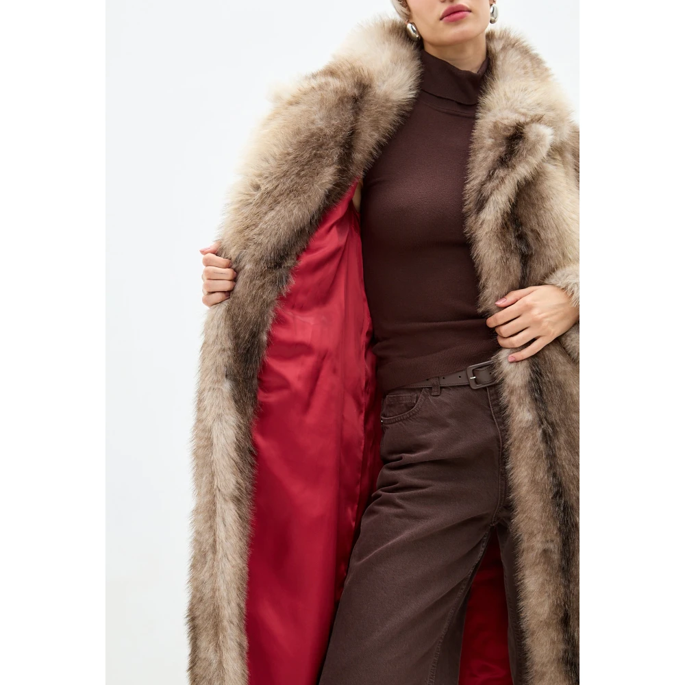Cesare Gaspari Luxe Nep Bontjas Natalie Bruin Brown Dames