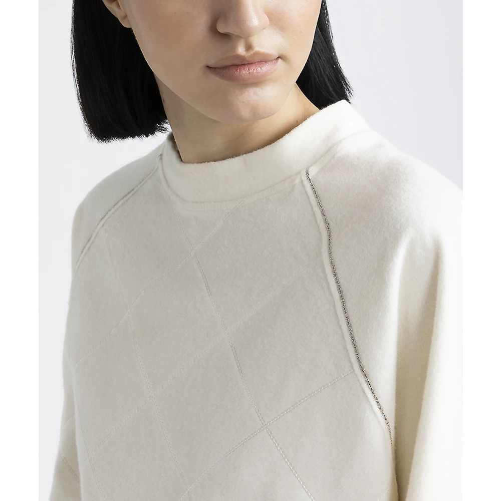 PESERICO Katoenen jersey sweatshirt Beige Dames